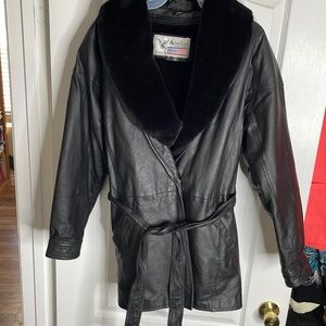 Ladies black size large leather jacket